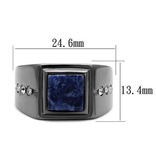 TK3006 - IP Light Black  (IP Gun) Stainless Steel Ring with Blue Sand  in Montana