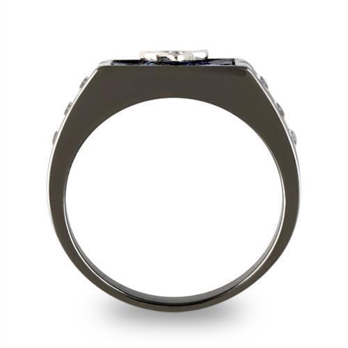 TK3116 - Two-Tone IP Black Stainless Steel Ring with AAA Grade CZ  in Clear