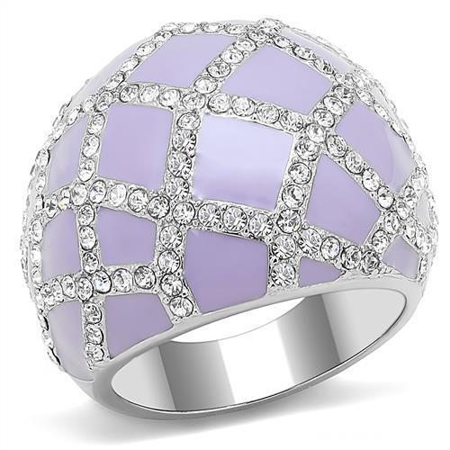 TK3143 - High polished (no plating) Stainless Steel Ring with Top Grade Crystal  in Clear