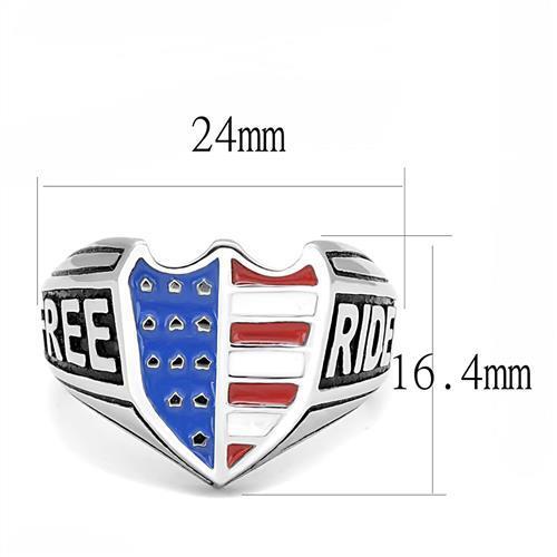 TK3192 - High polished (no plating) Stainless Steel Ring with Epoxy  in Multi Color