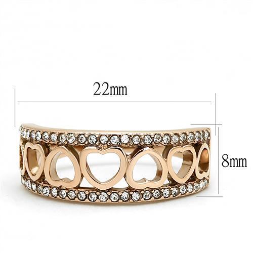 TK3194 - IP Rose Gold(Ion Plating) Stainless Steel Ring with Top Grade Crystal  in Clear