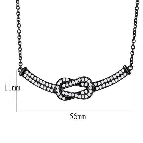 TK3219 - IP Black(Ion Plating) Stainless Steel Chain Pendant with AAA Grade CZ  in Clear