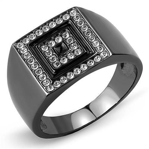 TK3220 - IP Light Black  (IP Gun) Stainless Steel Ring with Top Grade Crystal  in Clear