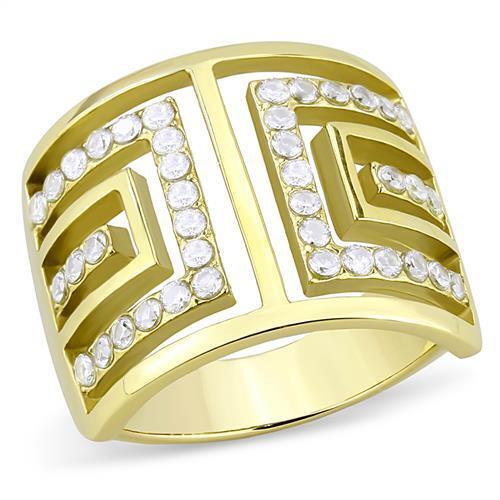 TK3238 - IP Gold(Ion Plating) Stainless Steel Ring with AAA Grade CZ  in Clear