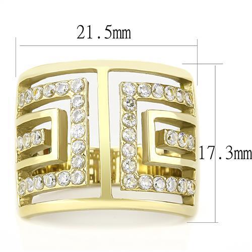 TK3238 - IP Gold(Ion Plating) Stainless Steel Ring with AAA Grade CZ  in Clear