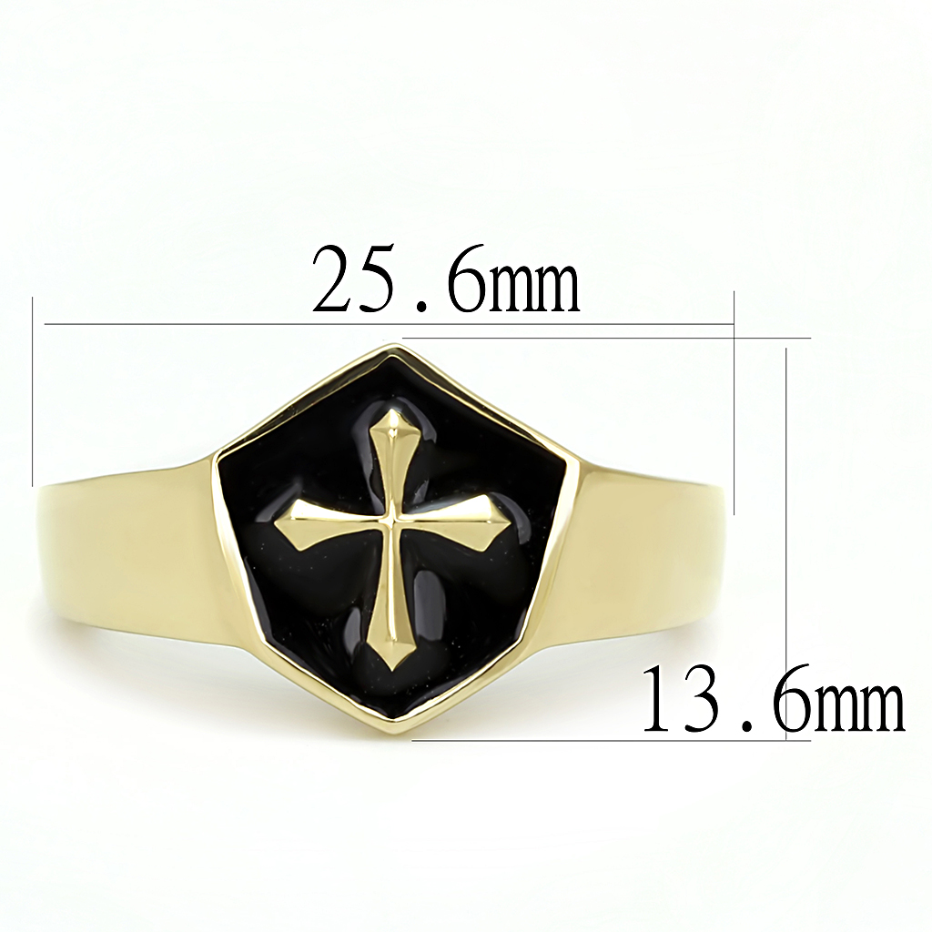 TK3268 - IP Gold(Ion Plating) Stainless Steel Ring with Epoxy  in Jet