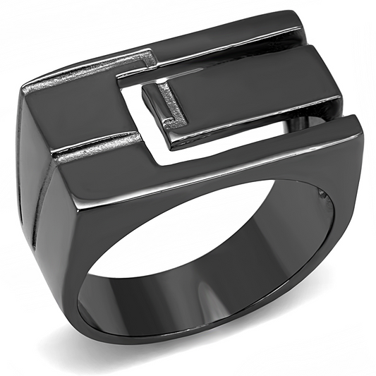 TK3272 - IP Light Black  (IP Gun) Stainless Steel Ring with No Stone