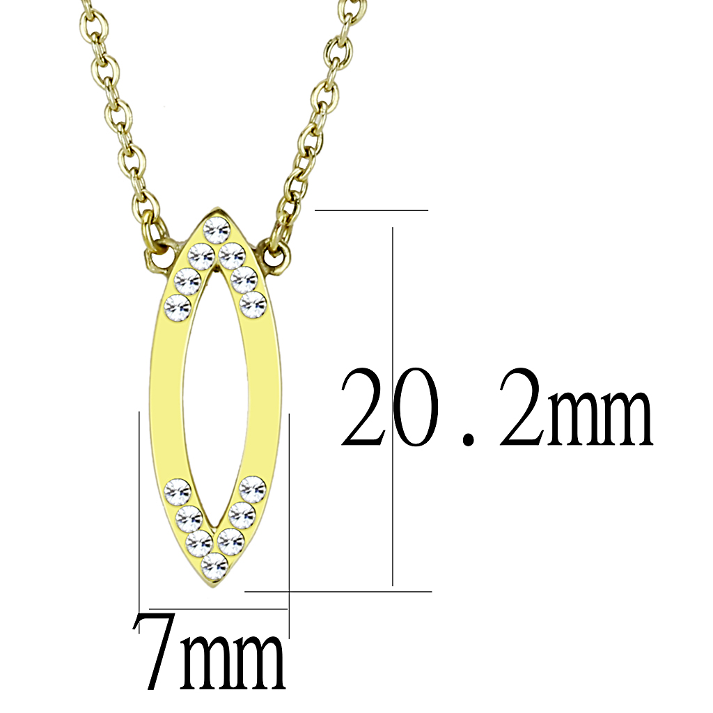 TK3285 - IP Gold(Ion Plating) Stainless Steel Necklace with Top Grade Crystal  in Clear