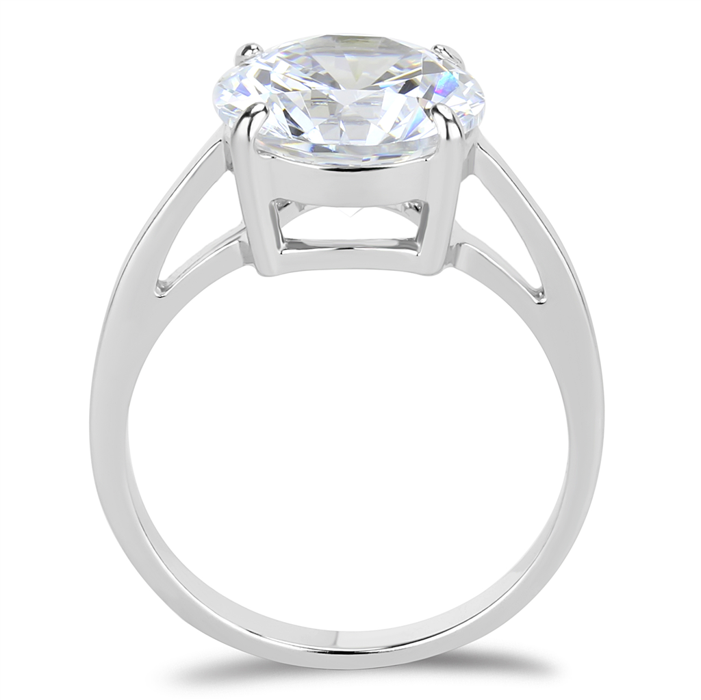 TK3428 - High polished (no plating) Stainless Steel Ring with AAA Grade CZ  in Clear