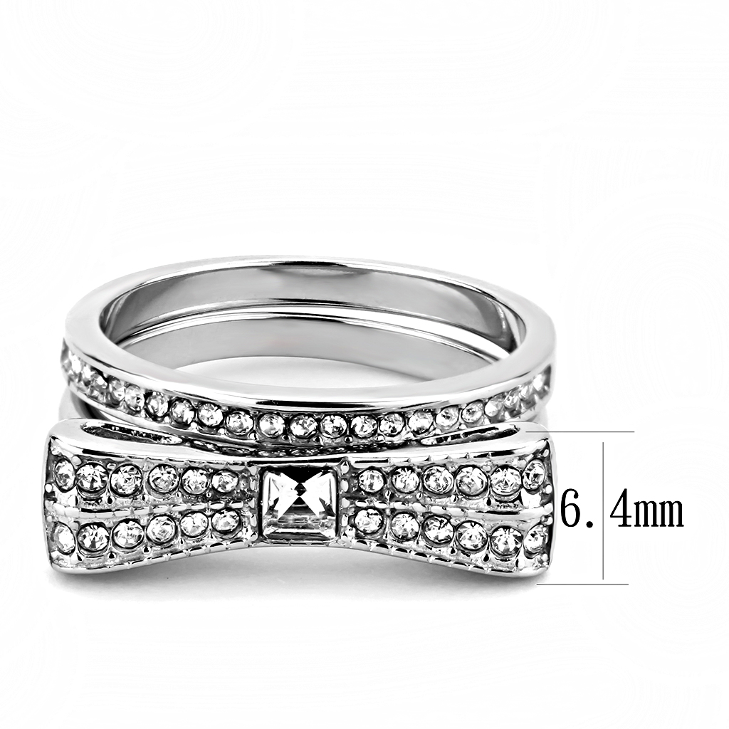 TK3506 - High polished (no plating) Stainless Steel Ring with Top Grade Crystal  in Clear