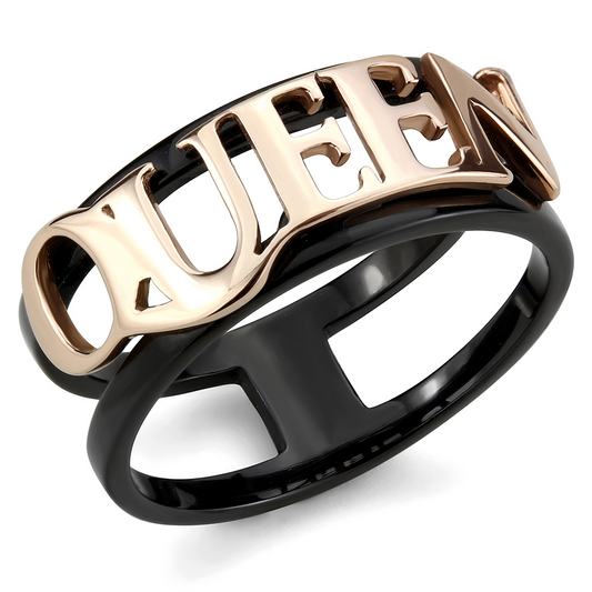 TK3584 - IP Rose Gold+ IP Black (Ion Plating) Stainless Steel Ring with No Stone