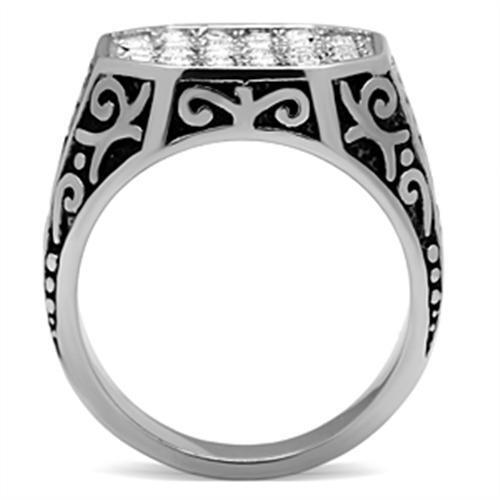 TK362 - High polished (no plating) Stainless Steel Ring with Top Grade Crystal  in Clear