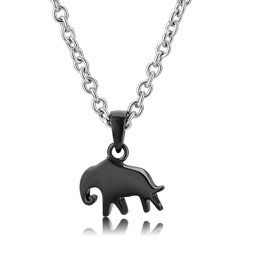 TK3666 - Two-Tone IP Black (Ion Plating) Stainless Steel Chain Pendant with No Stone