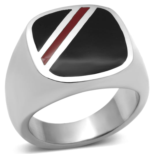 TK602 - High polished (no plating) Stainless Steel Ring with Epoxy  in Multi Color