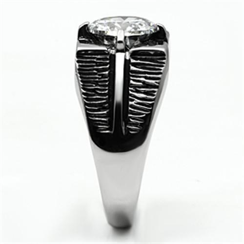 TK701 - High polished (no plating) Stainless Steel Ring with AAA Grade CZ  in Clear