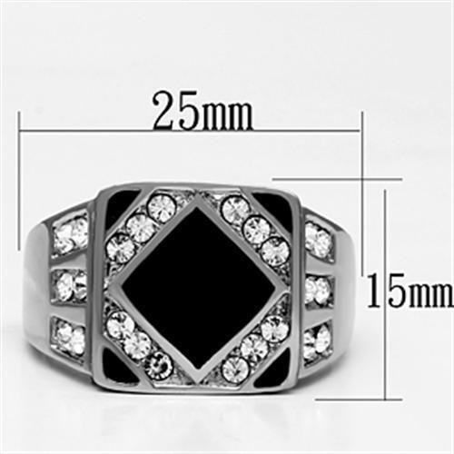 TK710 - High polished (no plating) Stainless Steel Ring with Top Grade Crystal  in Clear