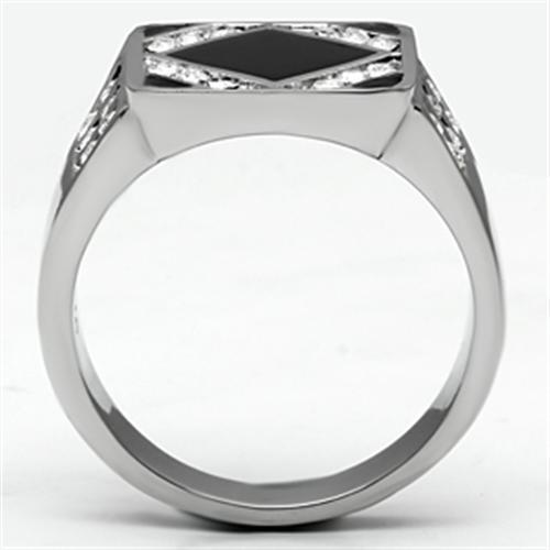 TK710 - High polished (no plating) Stainless Steel Ring with Top Grade Crystal  in Clear