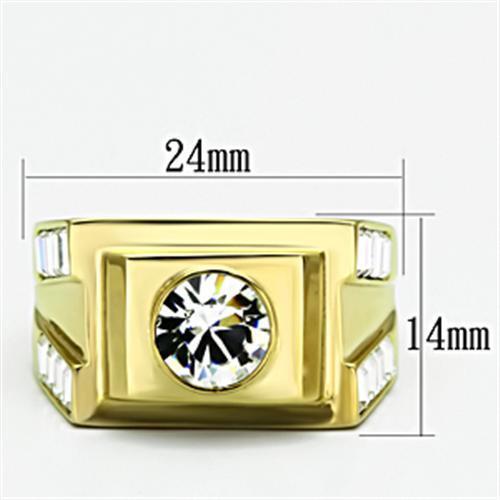 TK725 - IP Gold(Ion Plating) Stainless Steel Ring with Top Grade Crystal  in Clear