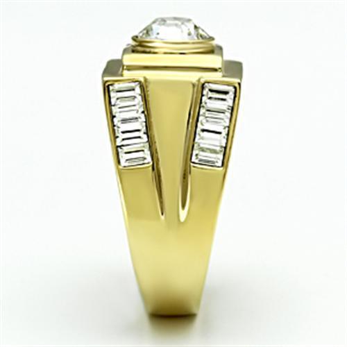 TK725 - IP Gold(Ion Plating) Stainless Steel Ring with Top Grade Crystal  in Clear