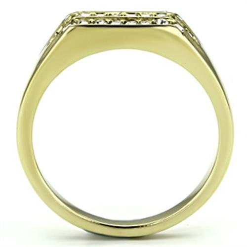 TK727 - IP Gold(Ion Plating) Stainless Steel Ring with Top Grade Crystal  in Clear