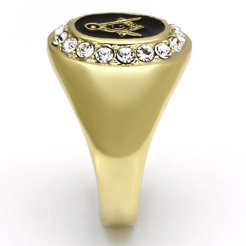 TK766 - IP Gold(Ion Plating) Stainless Steel Ring with Top Grade Crystal  in Clear