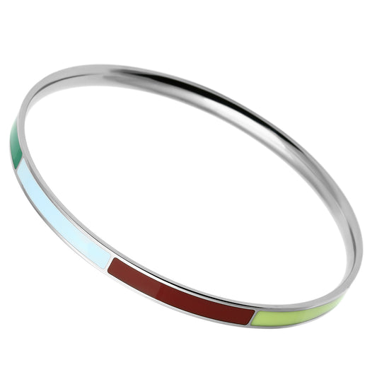 TK783 - High polished (no plating) Stainless Steel Bangle with Epoxy  in Multi Color