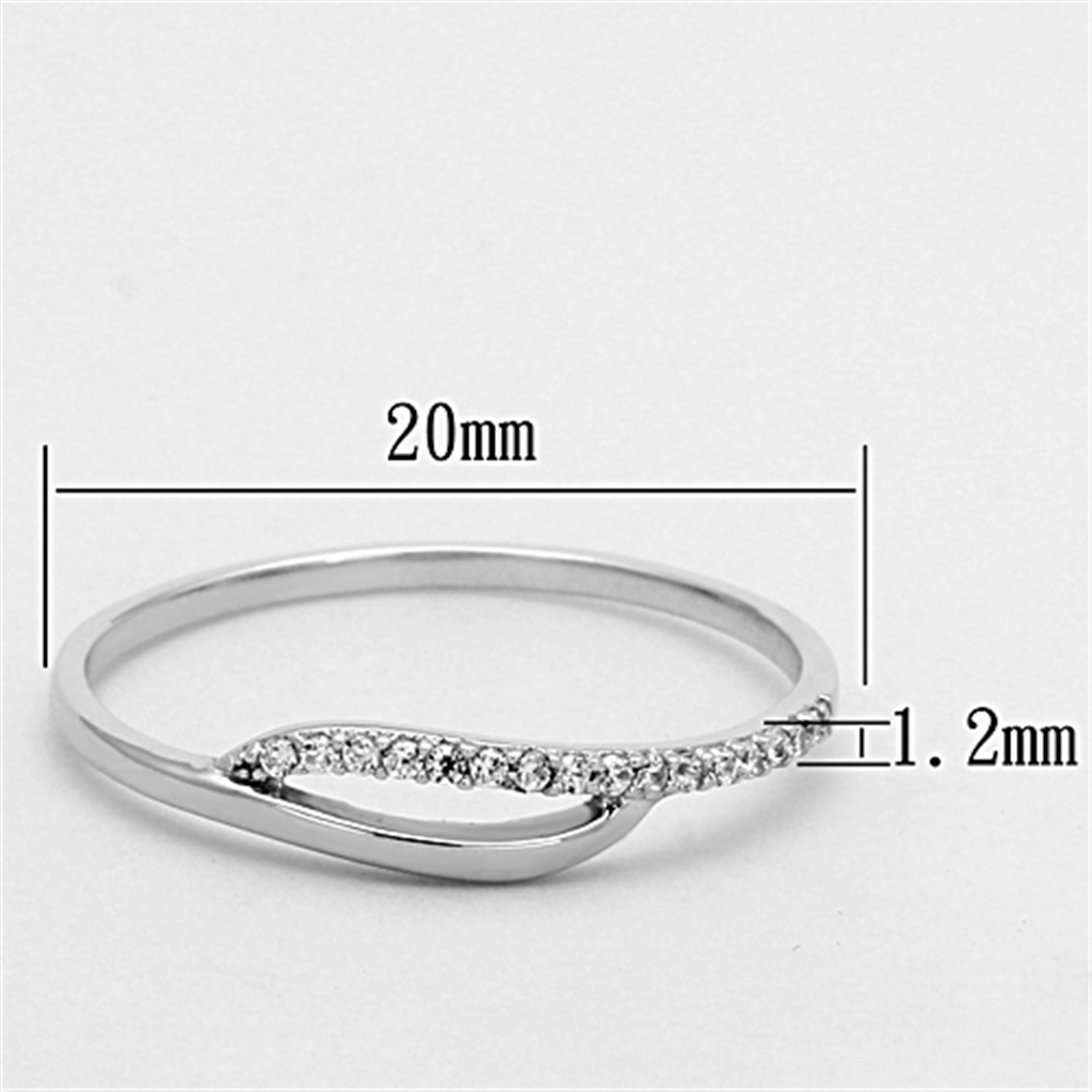 TS145 - Rhodium 925 Sterling Silver Ring with AAA Grade CZ  in Clear