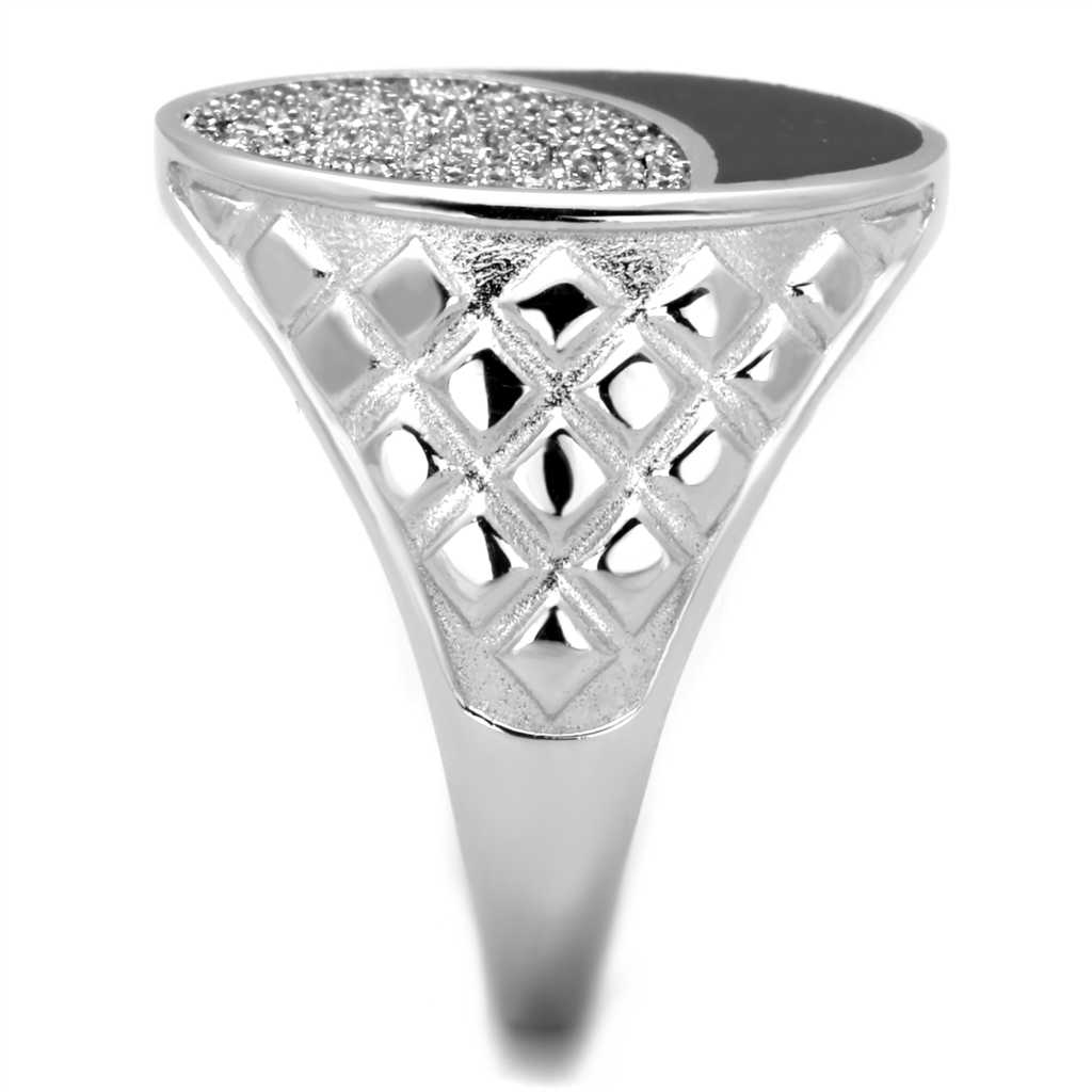 TS216 - Rhodium 925 Sterling Silver Ring with AAA Grade CZ  in Clear