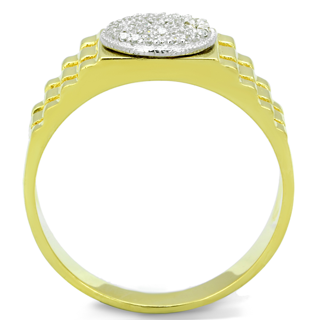 TS237 - Gold+Rhodium 925 Sterling Silver Ring with AAA Grade CZ  in Clear