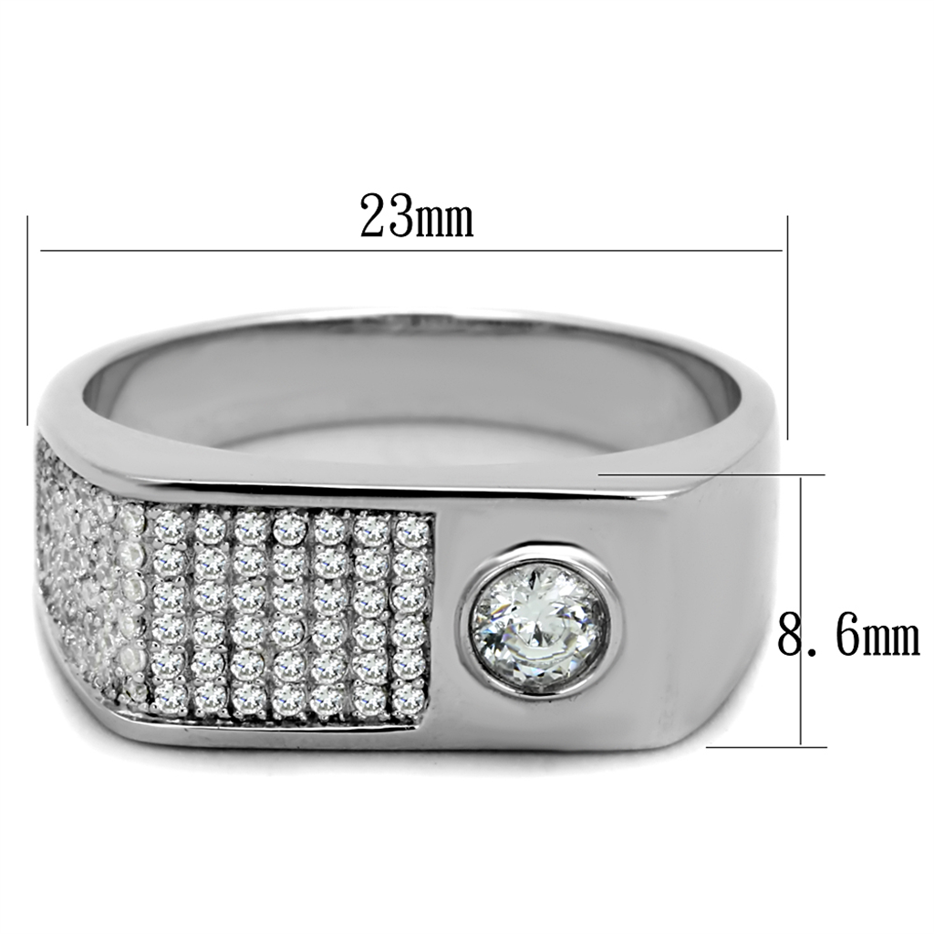 TS239 - Rhodium 925 Sterling Silver Ring with AAA Grade CZ  in Clear