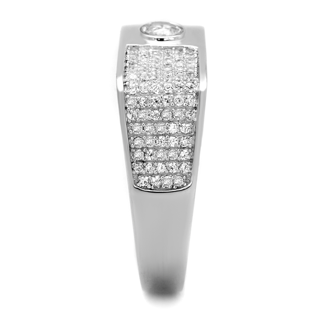 TS239 - Rhodium 925 Sterling Silver Ring with AAA Grade CZ  in Clear