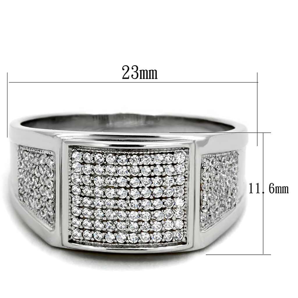 TS241 - Rhodium 925 Sterling Silver Ring with AAA Grade CZ  in Clear