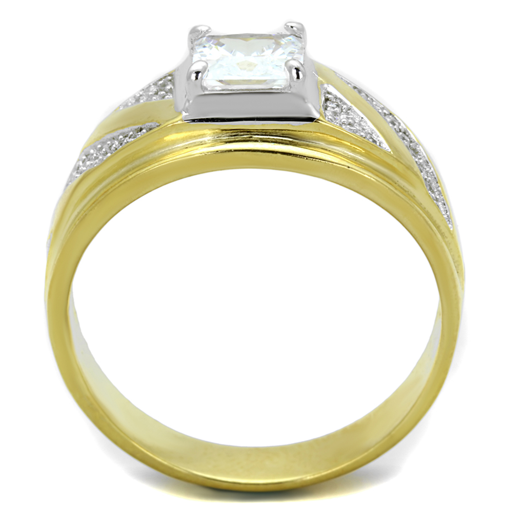 TS247 - Gold+Rhodium 925 Sterling Silver Ring with AAA Grade CZ  in Clear