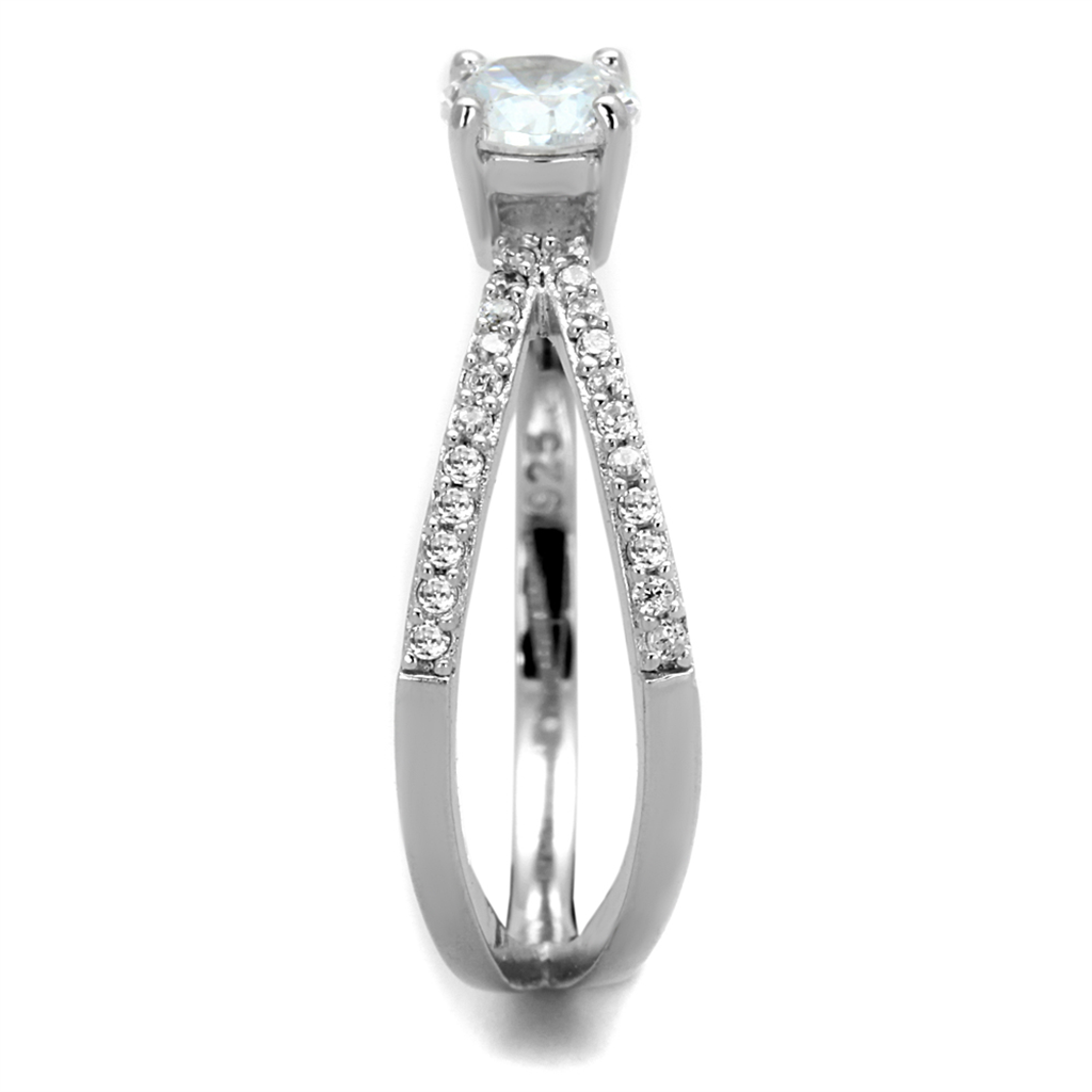 TS261 - Rhodium 925 Sterling Silver Ring with AAA Grade CZ  in Clear