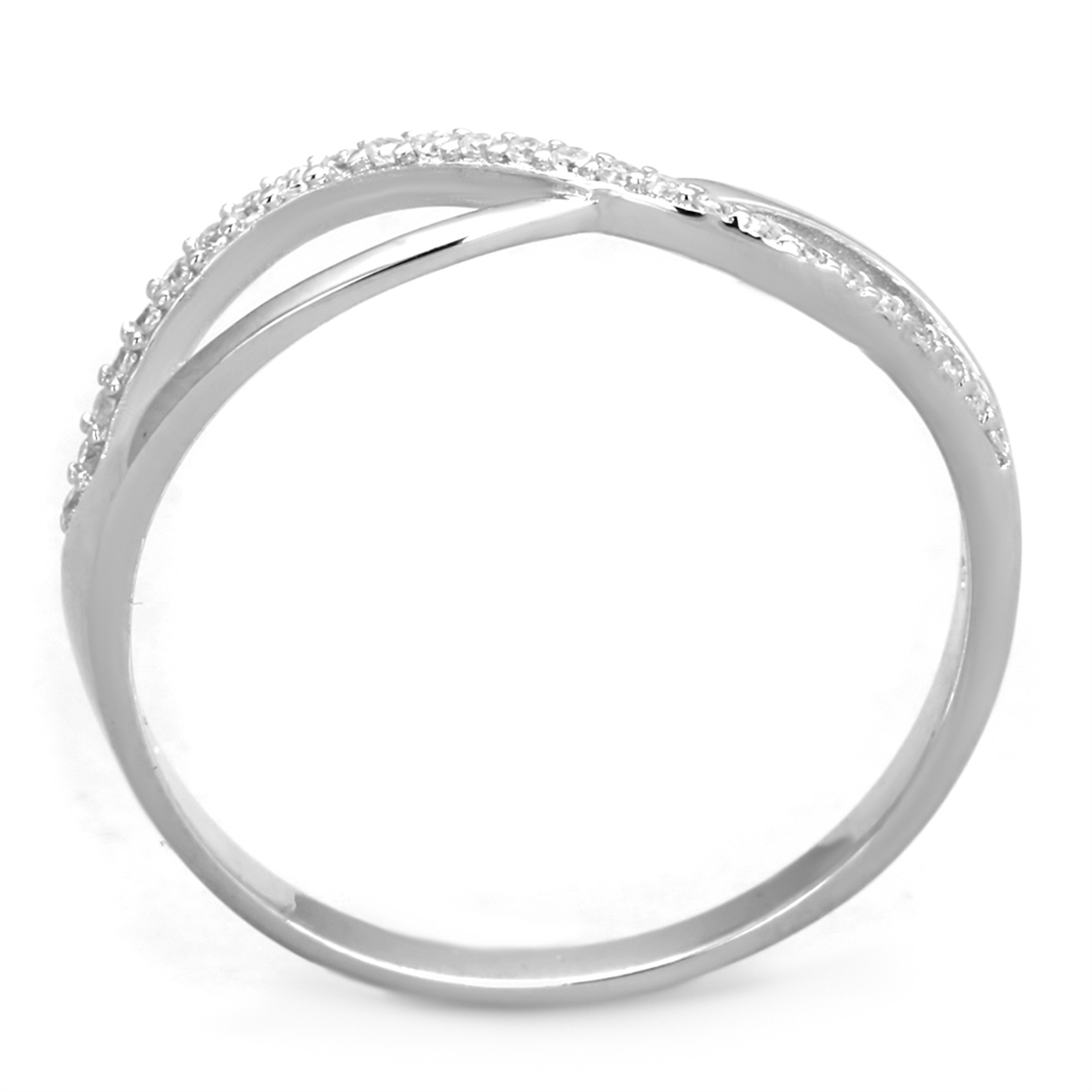 TS355 - Rhodium 925 Sterling Silver Ring with AAA Grade CZ  in Clear