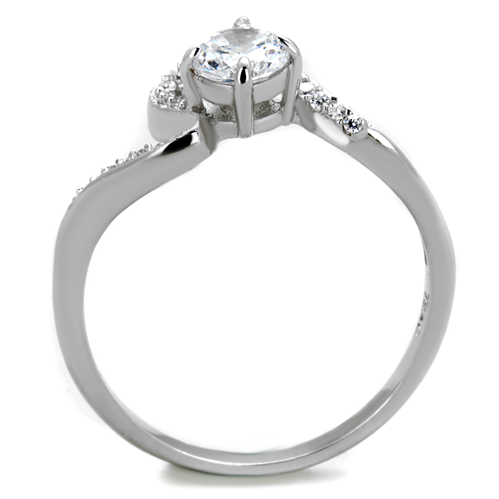 TS423 - Rhodium 925 Sterling Silver Ring with AAA Grade CZ  in Clear