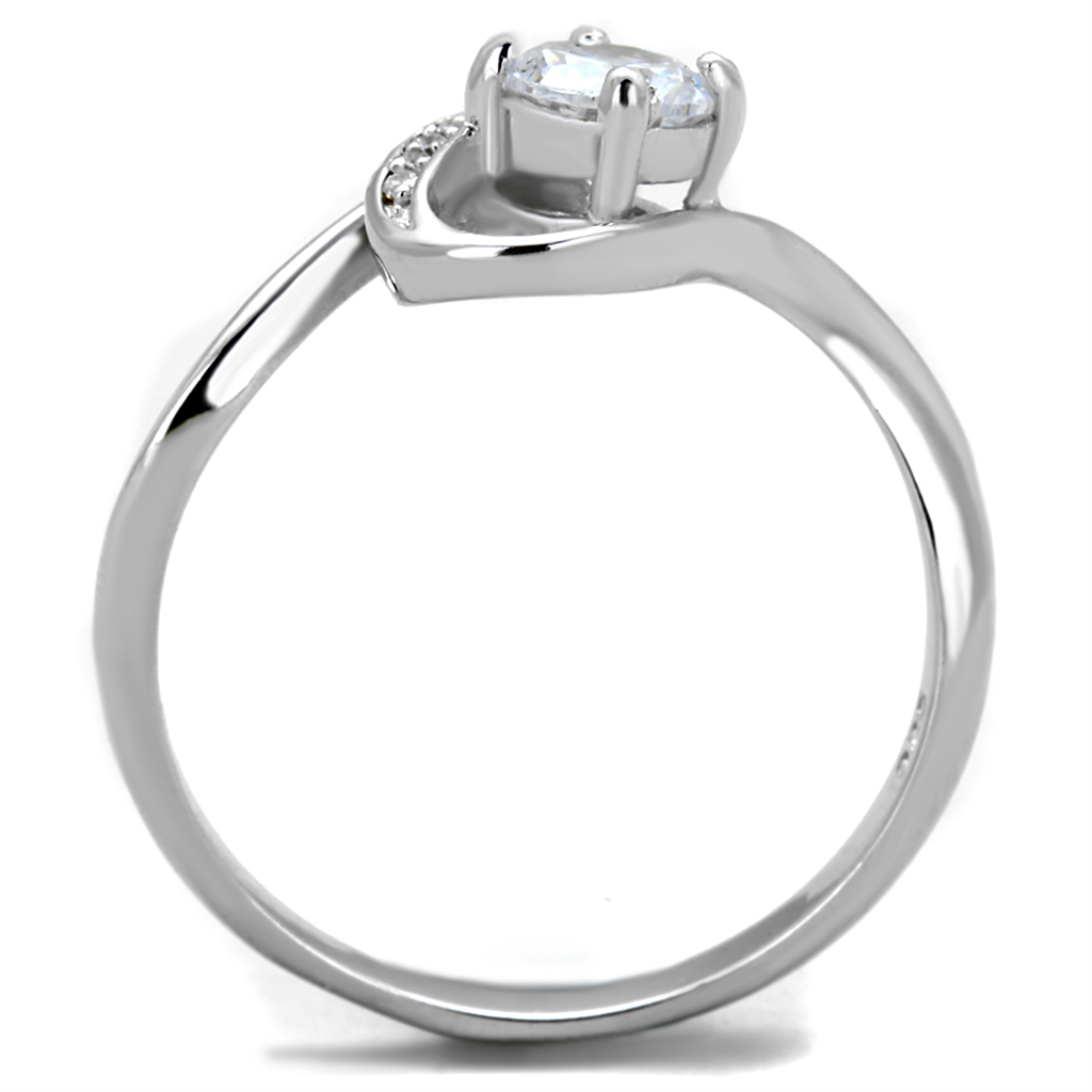 TS424 - Rhodium 925 Sterling Silver Ring with AAA Grade CZ  in Clear