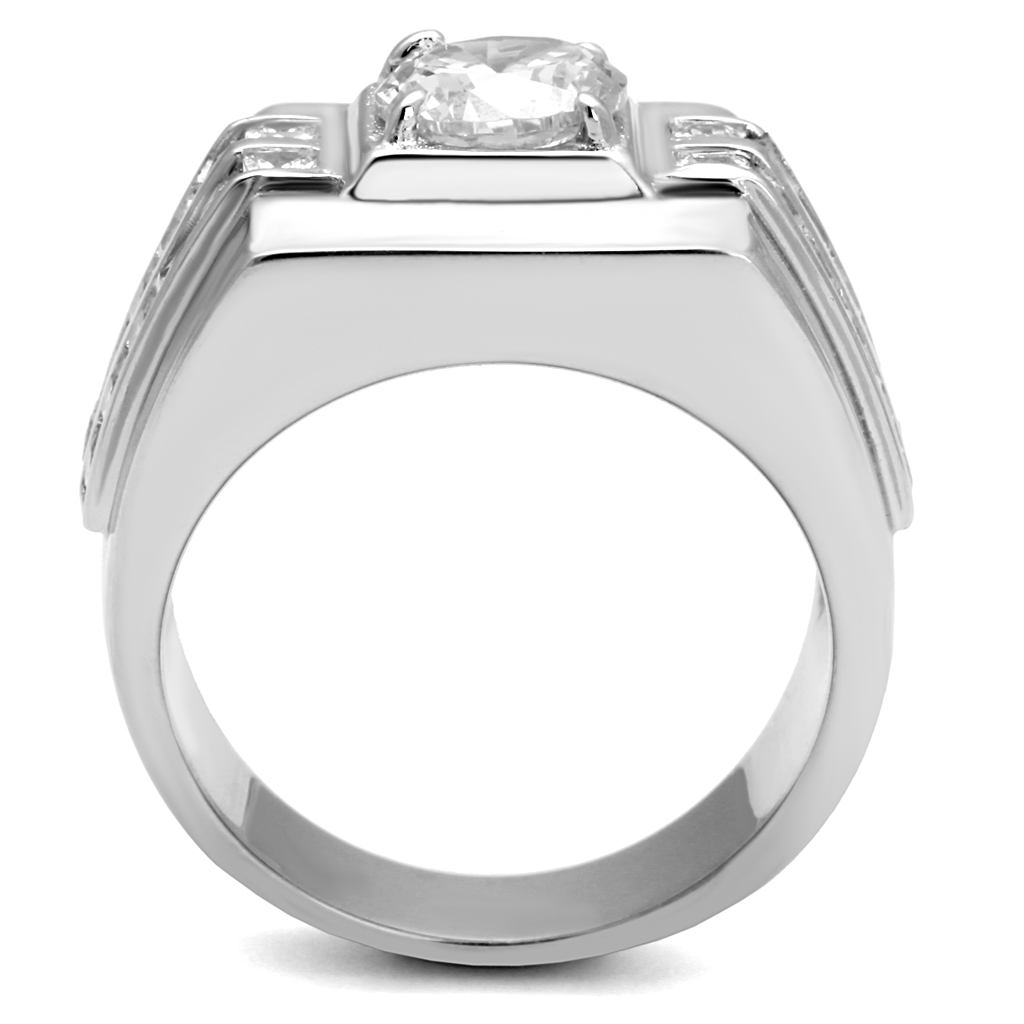 TS553 - Rhodium 925 Sterling Silver Ring with AAA Grade CZ  in Clear