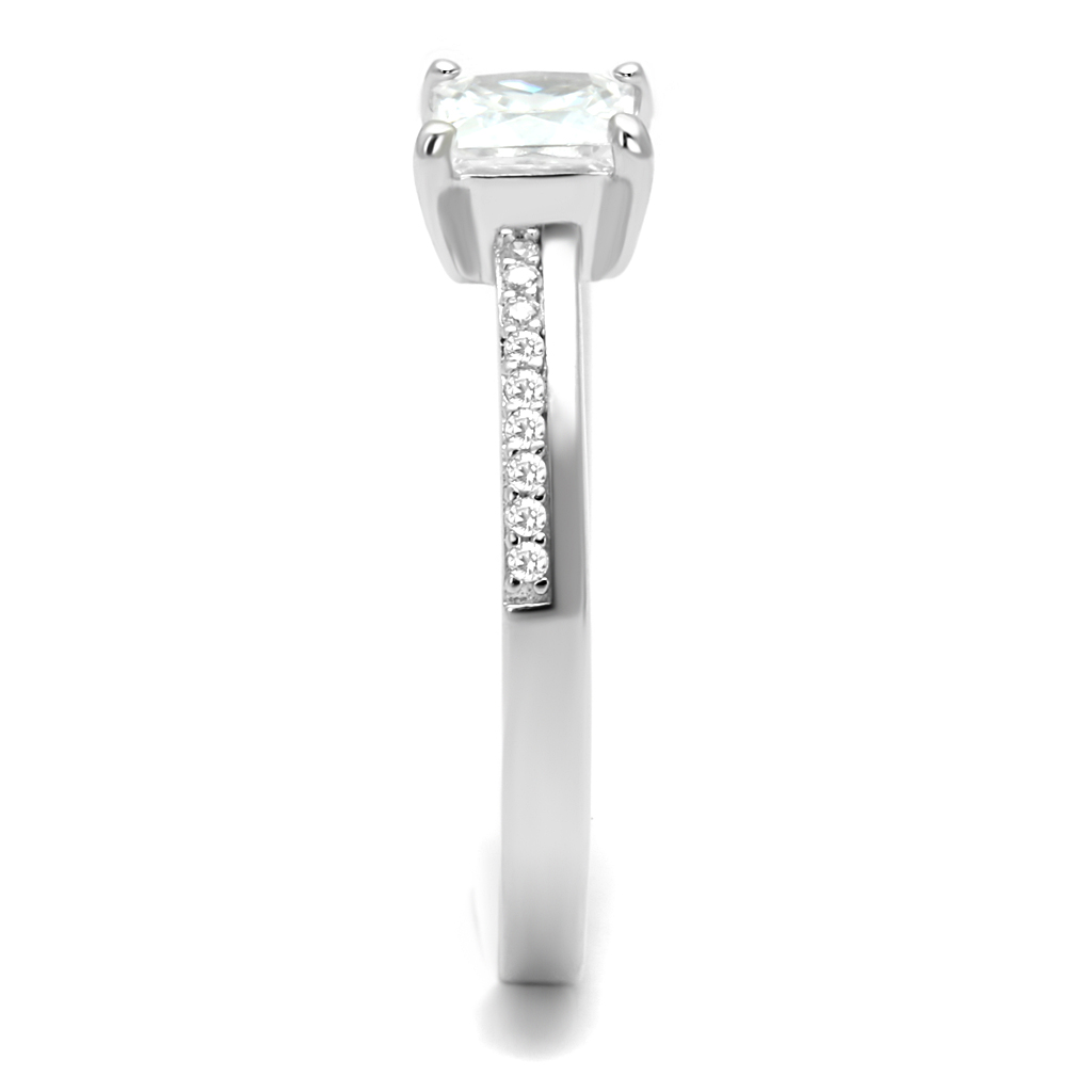 TS558 - Rhodium 925 Sterling Silver Ring with AAA Grade CZ  in Clear