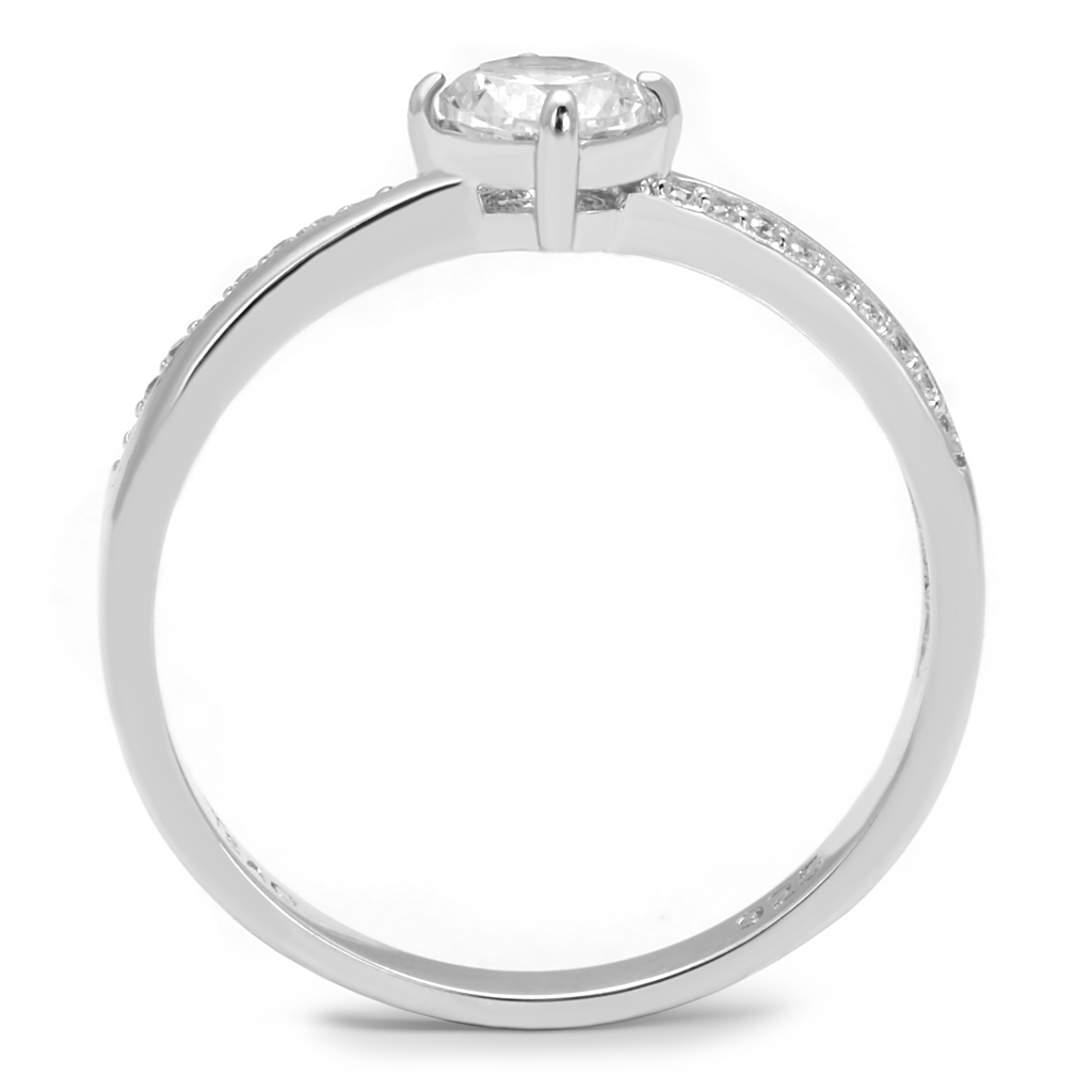 TS560 - Rhodium 925 Sterling Silver Ring with AAA Grade CZ  in Clear