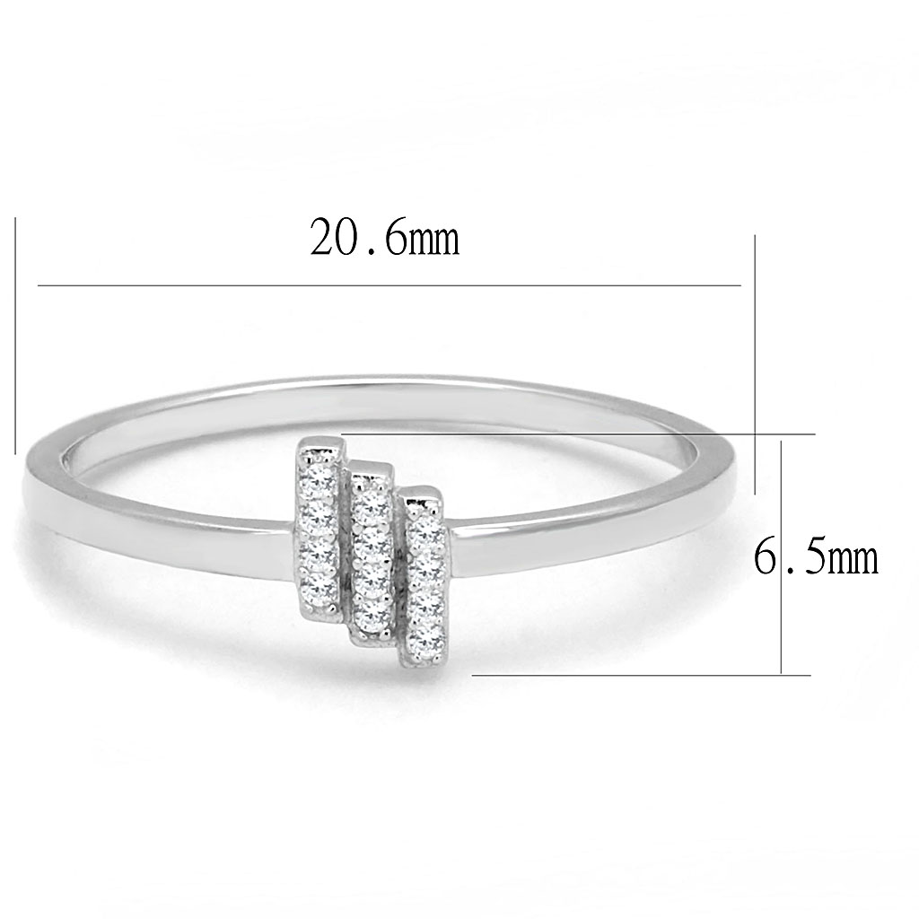 TS584 - Rhodium 925 Sterling Silver Ring with AAA Grade CZ  in Clear