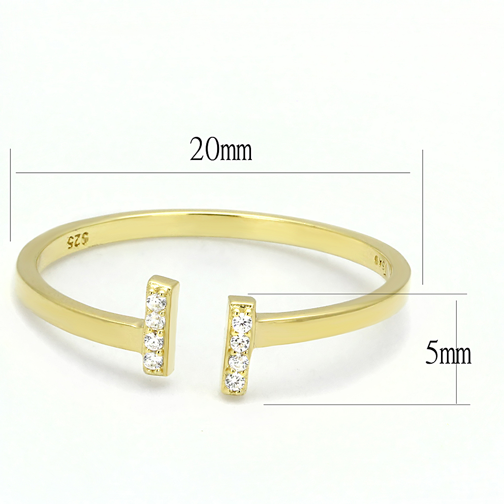 TS595 - Gold 925 Sterling Silver Ring with AAA Grade CZ  in Clear