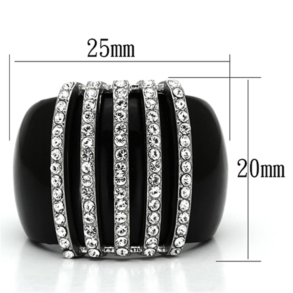 VL099 - High polished (no plating) Stainless Steel Ring with Top Grade Crystal  in Clear