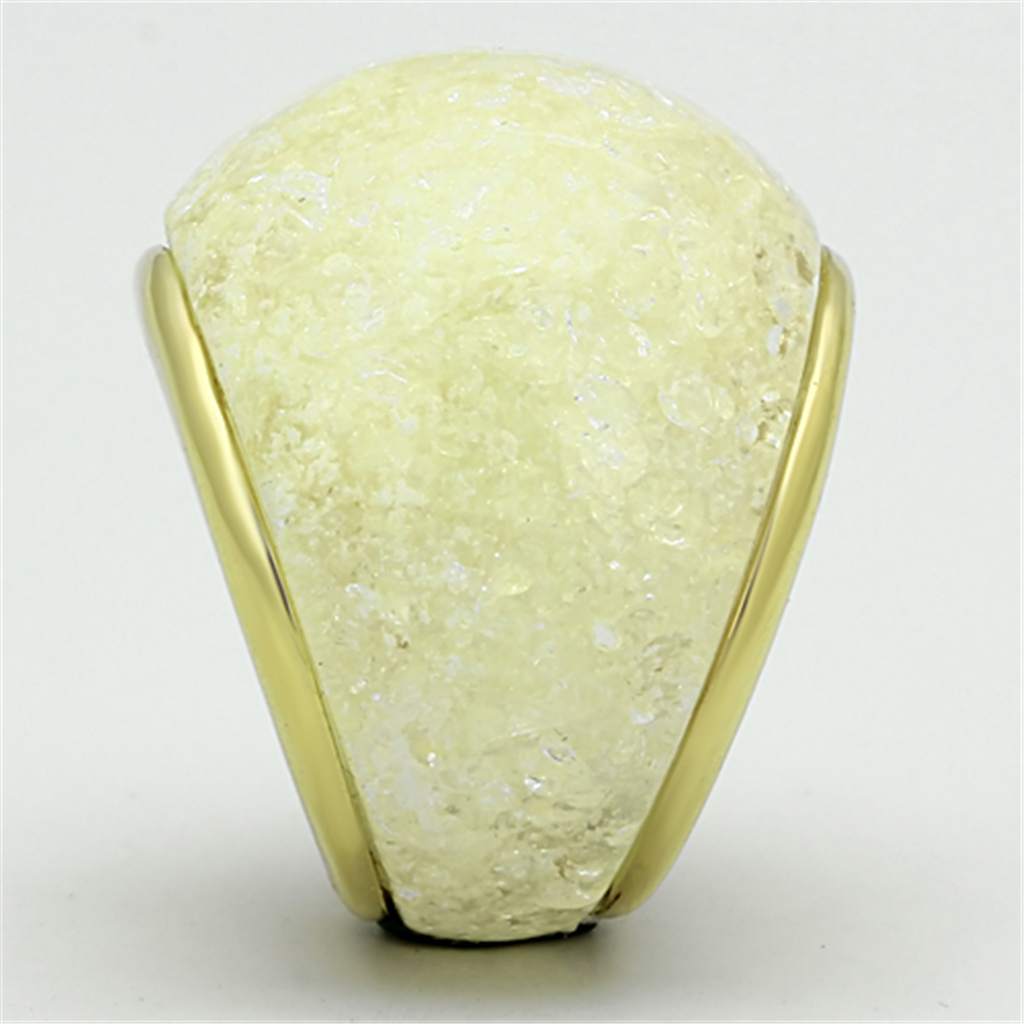 VL109 - IP Gold(Ion Plating) Stainless Steel Ring with Synthetic Synthetic Stone in Citrine Yellow