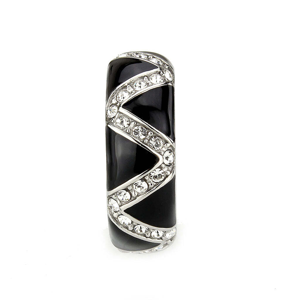 TK3773 - High polished (no plating) Stainless Steel Ring with Top Grade Crystal in Clear