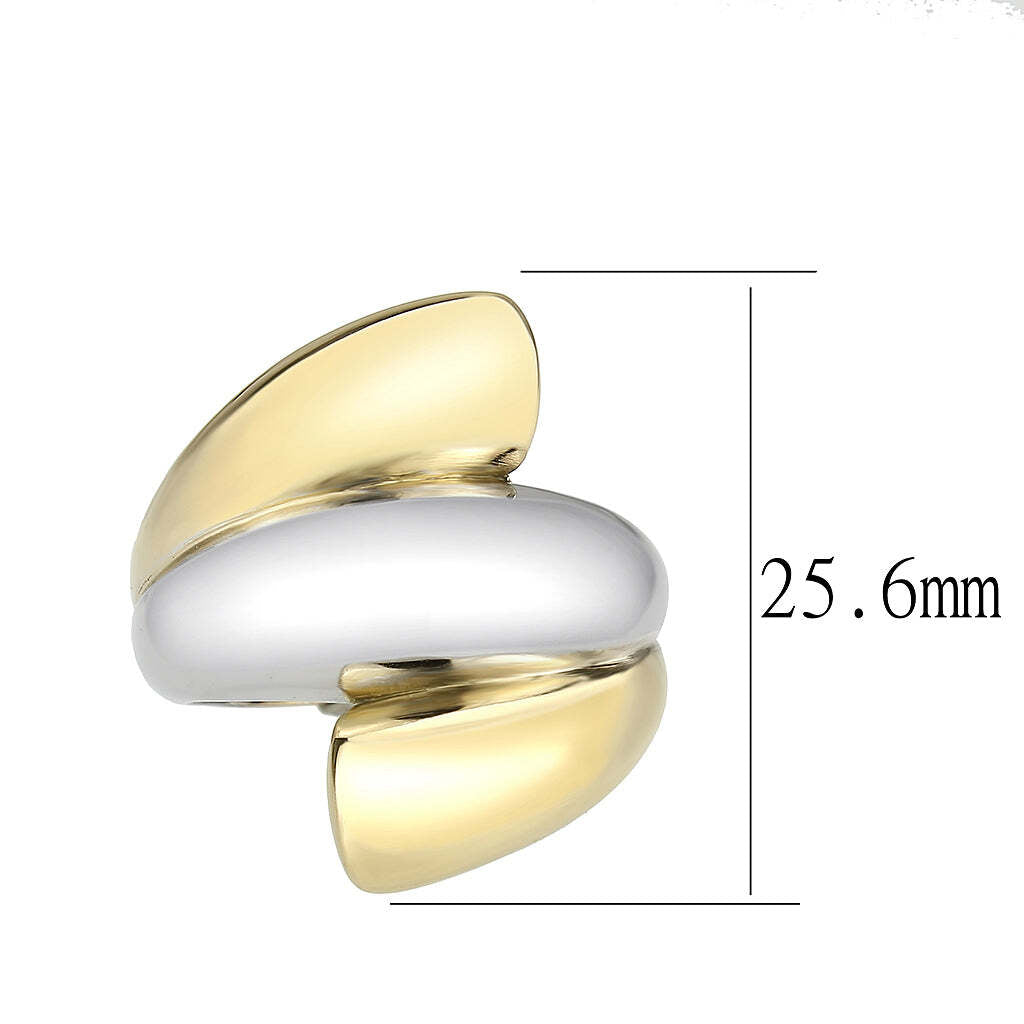 TK3796 - Two Tone IP Gold (Ion Plating) Stainless Steel Ring with NoStone in No Stone